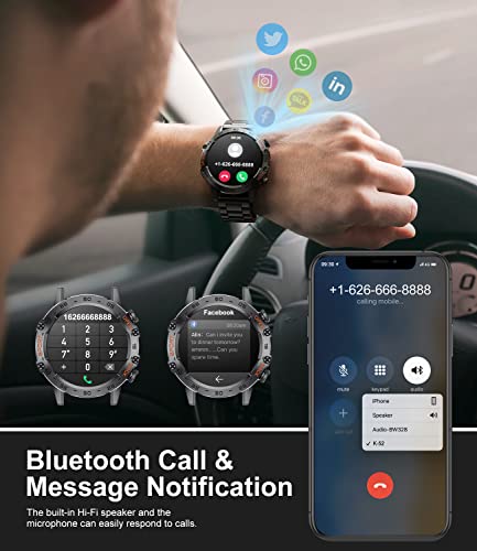 Men's Military Smartwatch: Answer Calls, 100 Sports Modes, 5ATM Waterproof