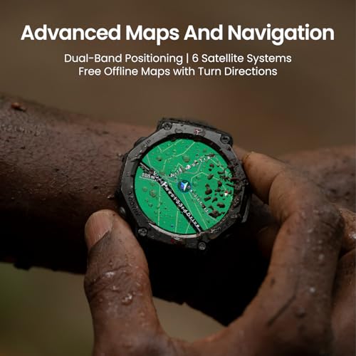 Rugged Military Smart Watch with GPS & Long Battery Life for Android or iPhone