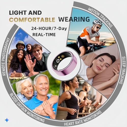 Smart Health & Fitness Tracker Ring for Men & Women (Black, 12#)