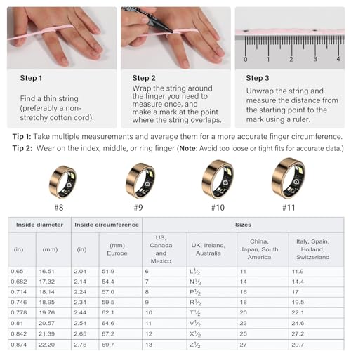 Smart Ring Fitness Tracker for Men and Women - Health and Wellness Monitoring, IP68 Waterproof, Long Battery Life - Family Care