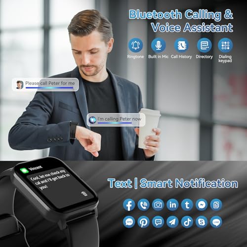 Black Android Smartwatch with Heart Rate & 120+ Sports Modes